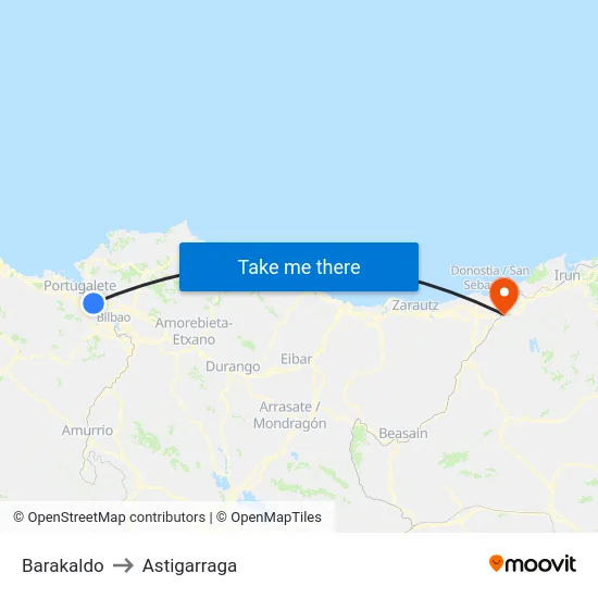 Barakaldo to Astigarraga map