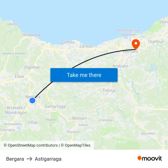 Bergara to Astigarraga map