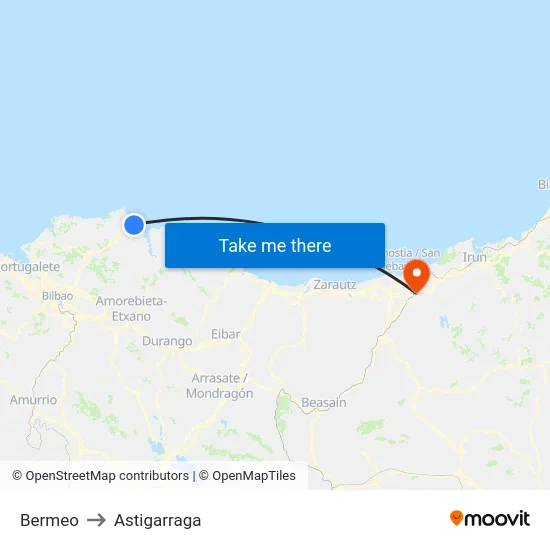 Bermeo to Astigarraga map