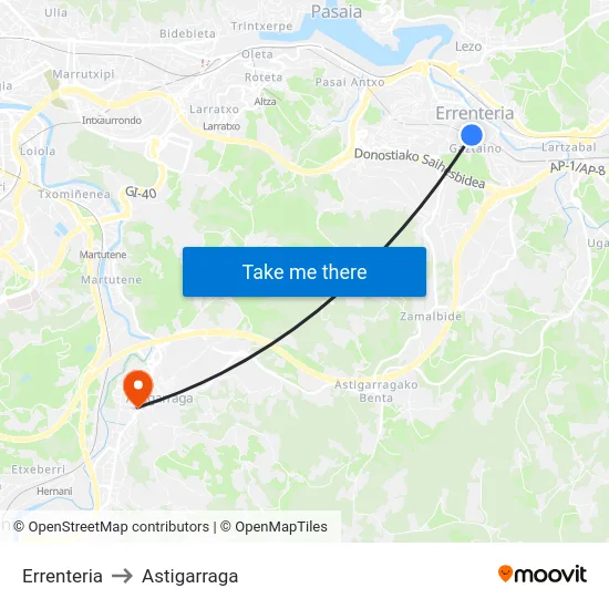 Errenteria to Astigarraga map