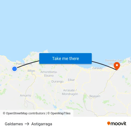 Galdames to Astigarraga map