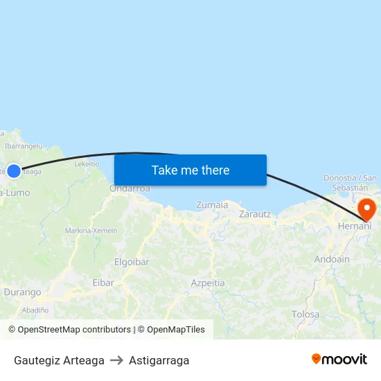 Gautegiz Arteaga to Astigarraga map