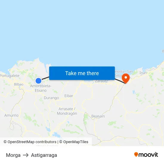 Morga to Astigarraga map