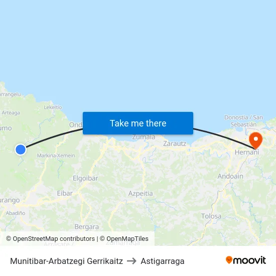 Munitibar-Arbatzegi Gerrikaitz to Astigarraga map