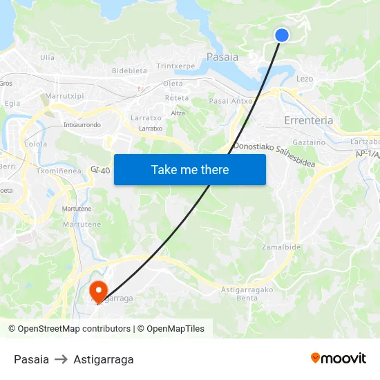 Pasaia to Astigarraga map