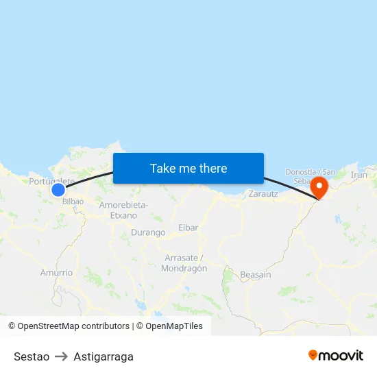 Sestao to Astigarraga map