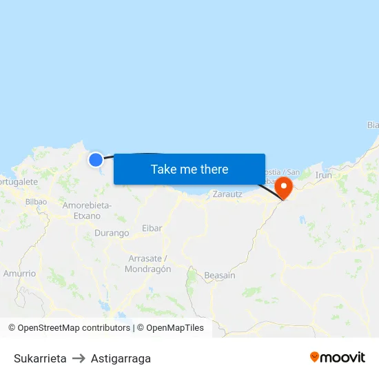 Sukarrieta to Astigarraga map