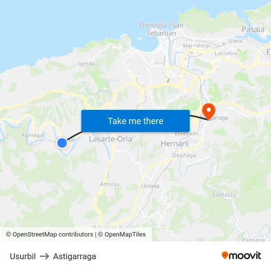 Usurbil to Astigarraga map