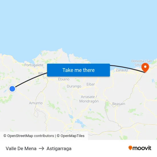 Valle De Mena to Astigarraga map