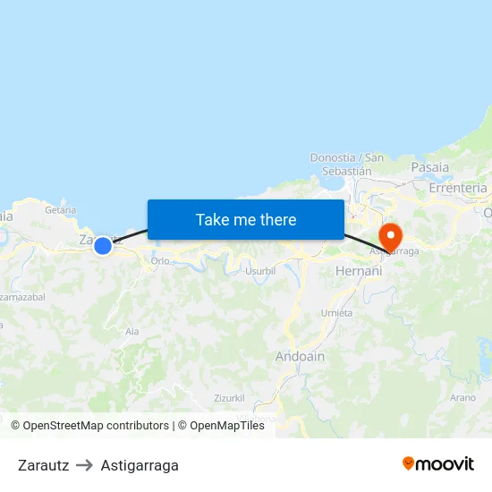 Zarautz to Astigarraga map