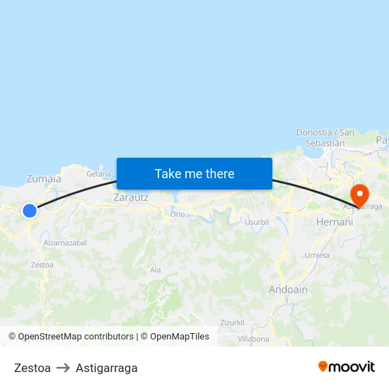 Zestoa to Astigarraga map