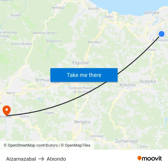 Aizarnazabal to Atxondo map