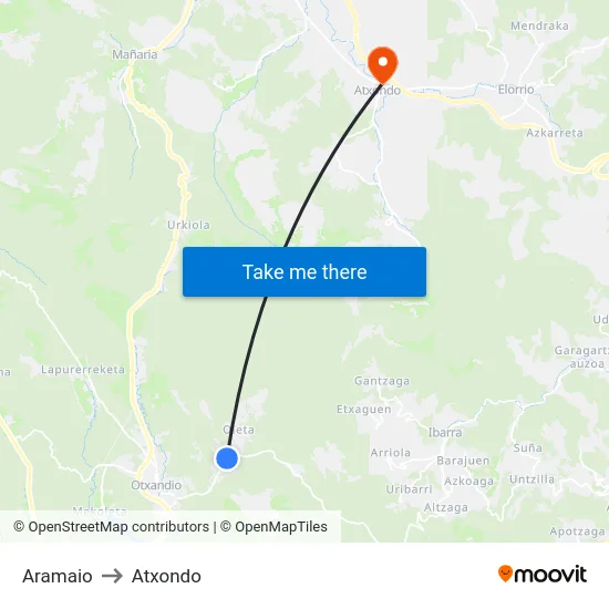 Aramaio to Atxondo map
