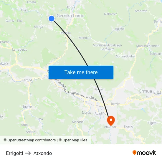 Errigoiti to Atxondo map