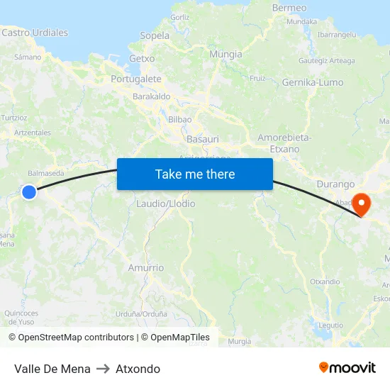 Valle De Mena to Atxondo map