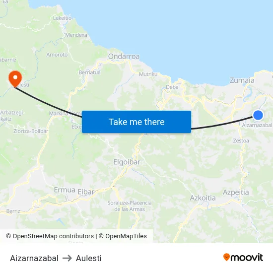 Aizarnazabal to Aulesti map