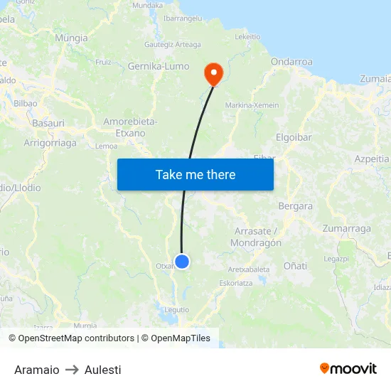 Aramaio to Aulesti map
