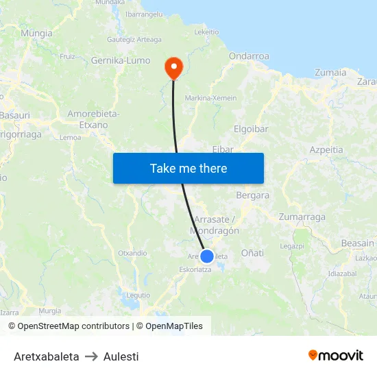 Aretxabaleta to Aulesti map