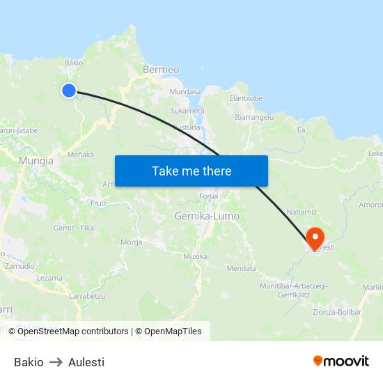 Bakio to Aulesti map