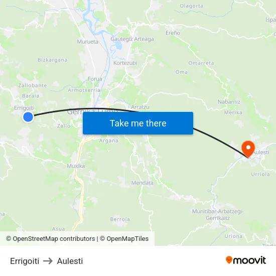 Errigoiti to Aulesti map