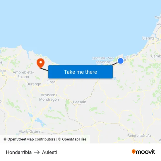 Hondarribia to Aulesti map