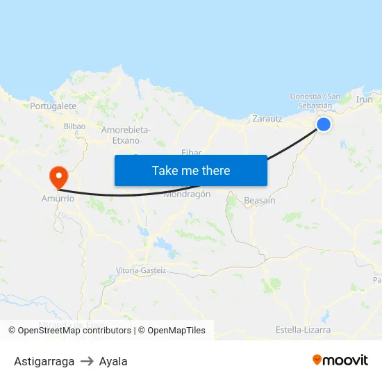 Astigarraga to Ayala map