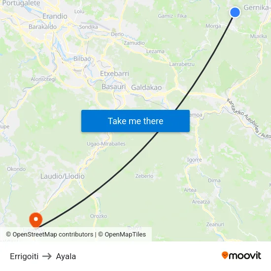 Errigoiti to Ayala map