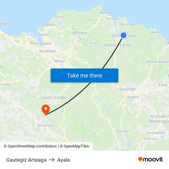 Gautegiz Arteaga to Ayala map