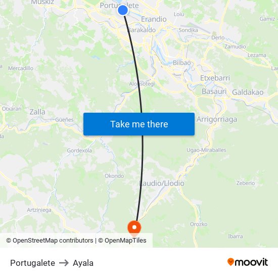 Portugalete to Ayala map