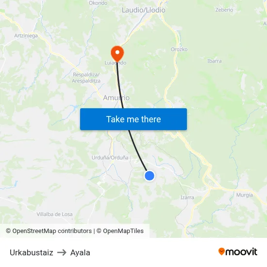 Urkabustaiz to Ayala map