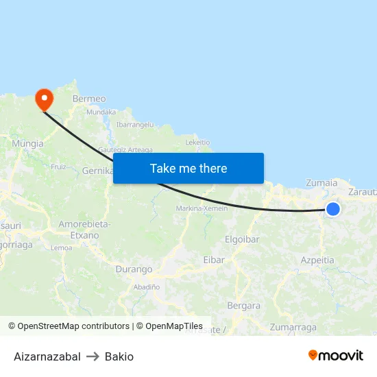 Aizarnazabal to Bakio map