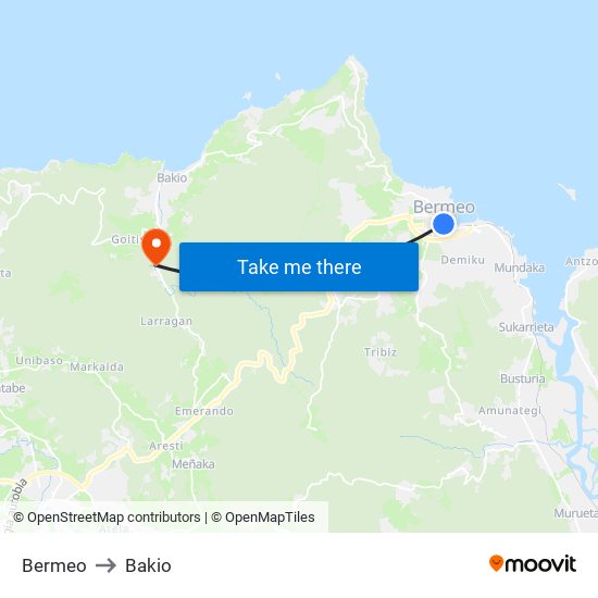 Bermeo to Bakio map