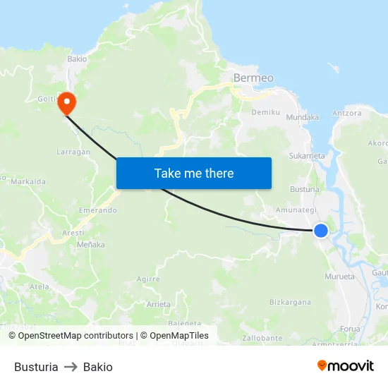 Busturia to Bakio map