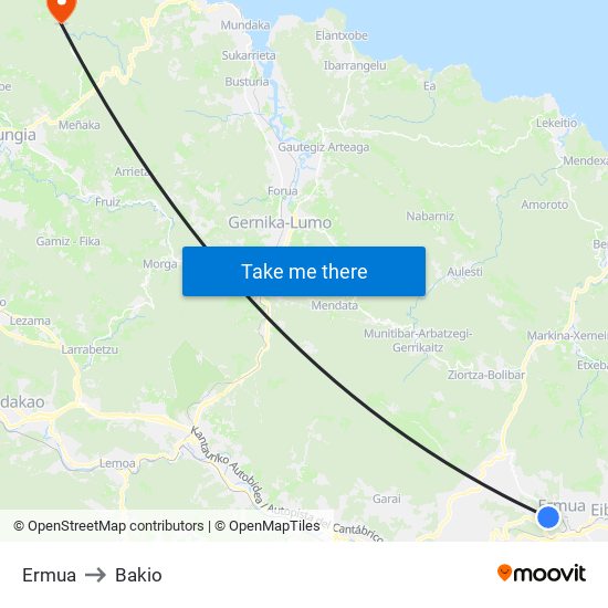 Ermua to Bakio map