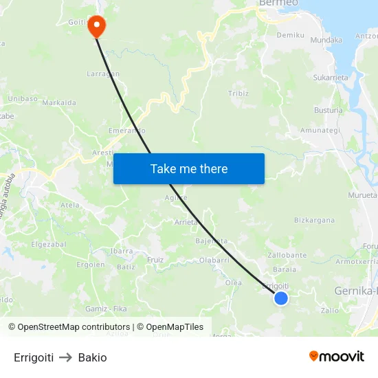 Errigoiti to Bakio map