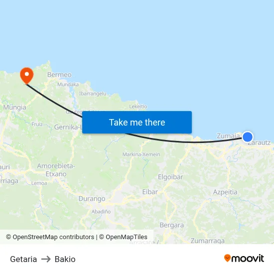 Getaria to Bakio map