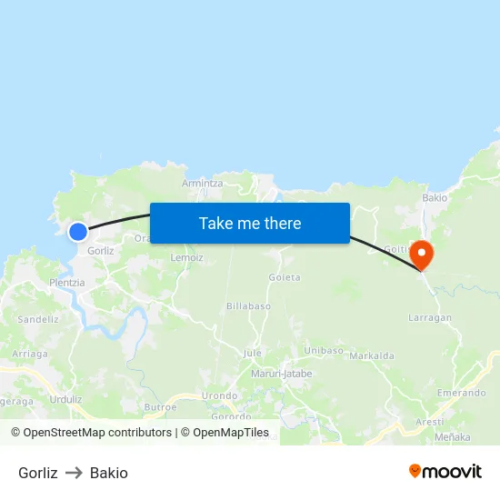 Gorliz to Bakio map