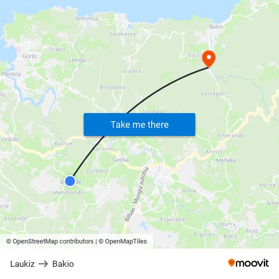 Laukiz to Bakio map