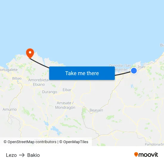 Lezo to Bakio map