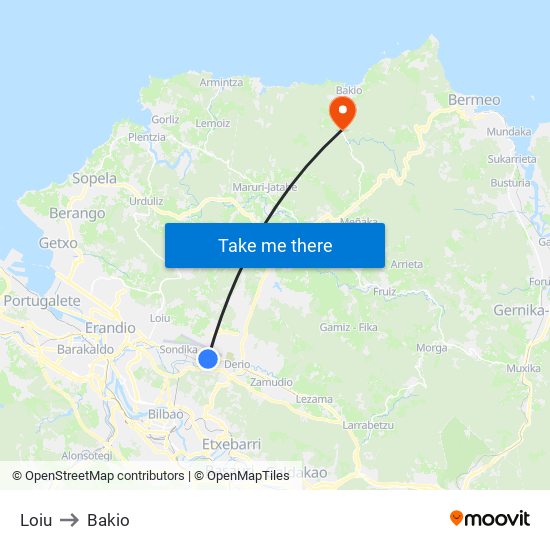 Loiu to Bakio map