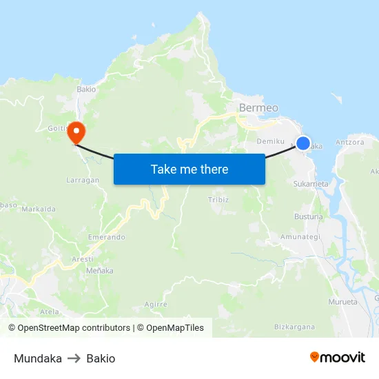 Mundaka to Bakio map