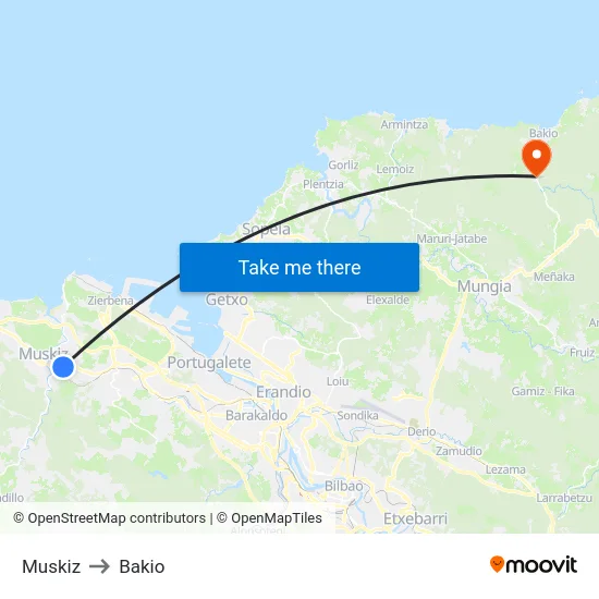 Muskiz to Bakio map