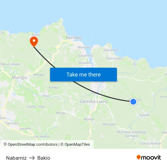 Nabarniz to Bakio map