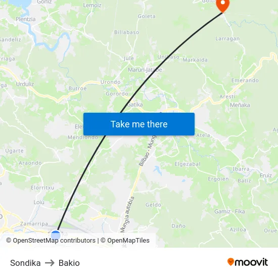 Sondika to Bakio map