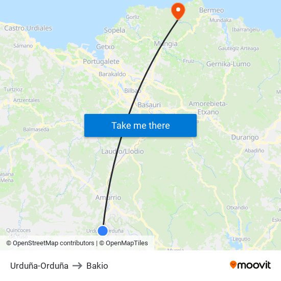 Urduña-Orduña to Bakio map