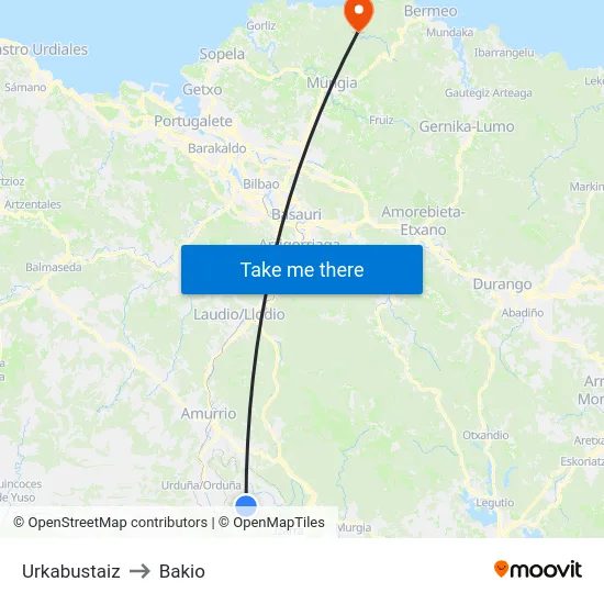 Urkabustaiz to Bakio map