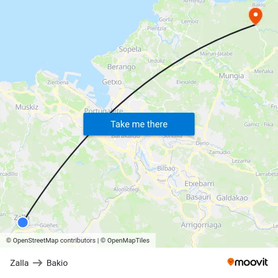 Zalla to Bakio map
