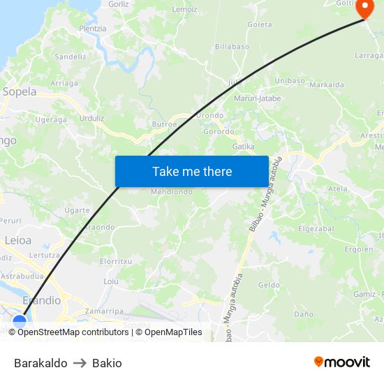 Barakaldo to Bakio map