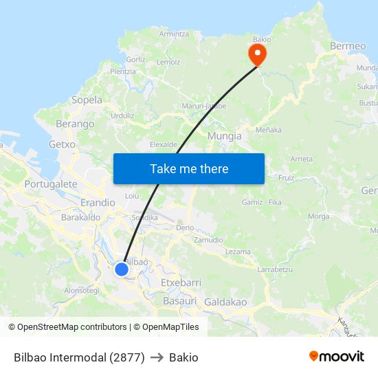 Bilbao Intermodal (2877) to Bakio map