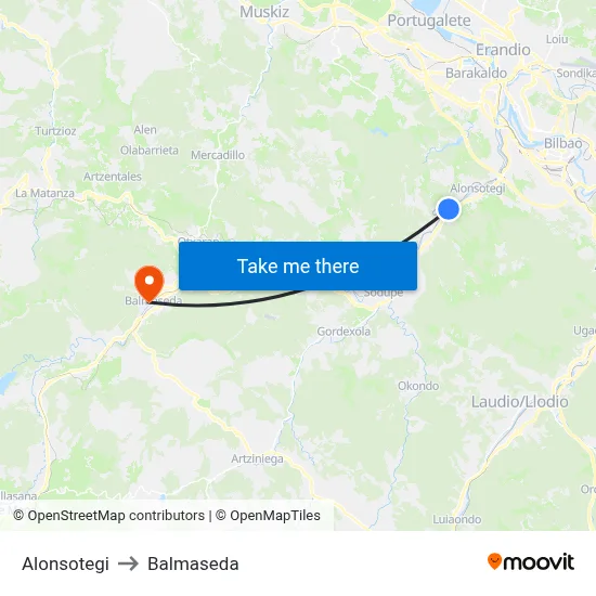 Alonsotegi to Balmaseda map